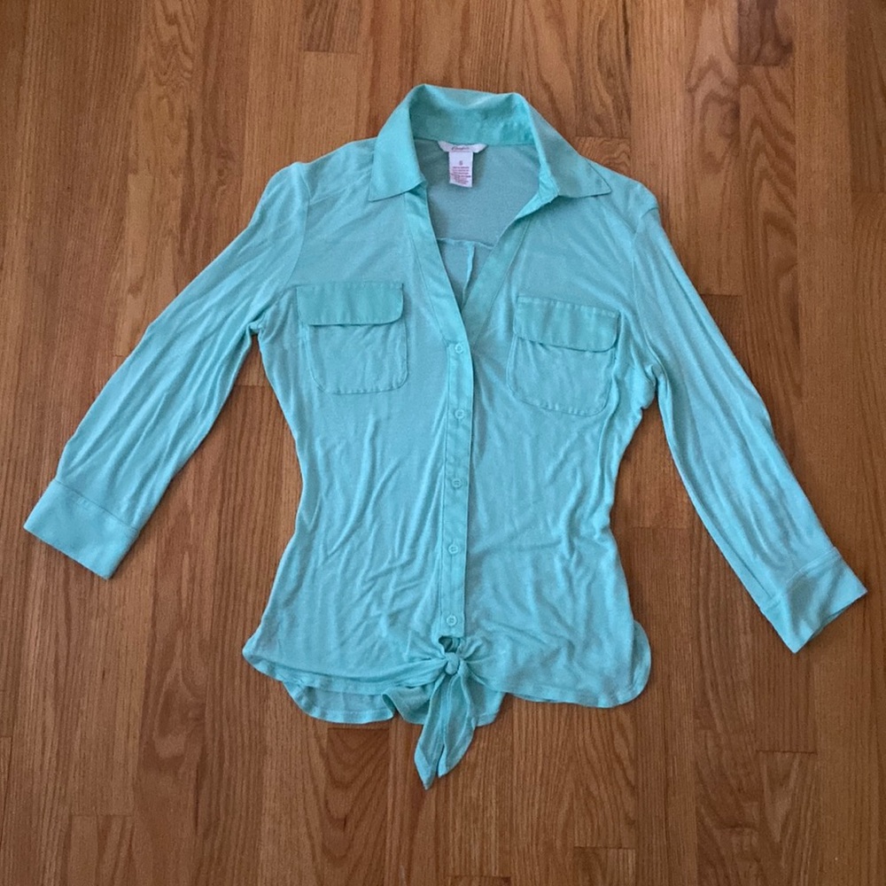 Candies Button Down Front Tie Top